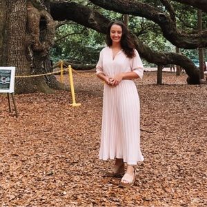 H&M Long Ruffled Blush Dress size S super soft